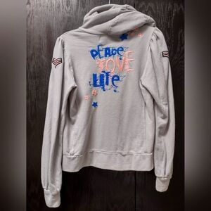 Johnny Was L.A. Gray Zip up hoodie sweatshirt jacket Junior Large or Adult med